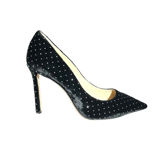 Jimmy Choo Romy 100 Pumps In Black Velvet With Glitters Size 37 - Picture 1 of 5